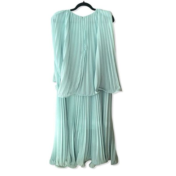 AMUR Arlette Dress in Soft Sage pleated midi sheer trapeze swing Revolve $598 6 - Picture 7 of 16